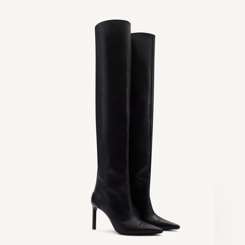 NEW COURREGES Sharp Leather High Boots In Black 38 Womens Over the Knee - Picture 12 of 12